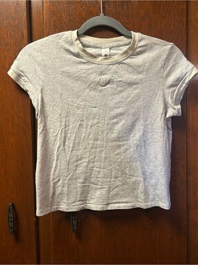 Lululemon Heather Gray Short Sleeve Logo Tee